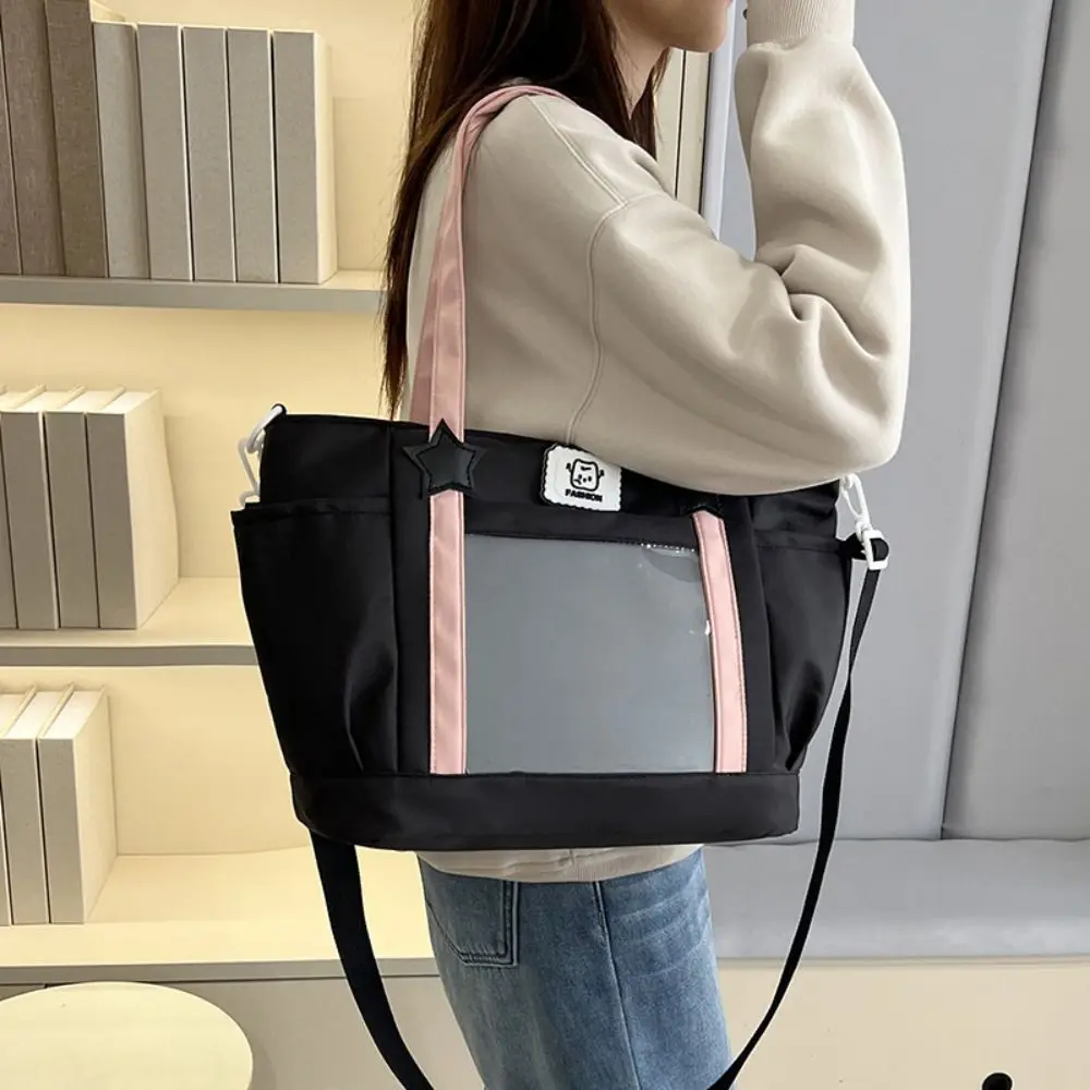 

Nylon Transparent Itabag Large Capacity Idol Doll Badge Display Messenger Bag Waterproof Student School Tote Bag Cross body Bag