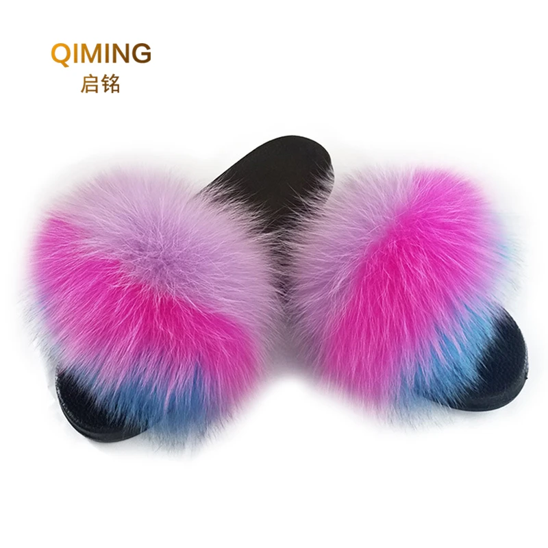 Women Fur Slides Summer Platform Flip Flops Womens Shoes Home Luxury Furry Plush Fur Slippers Indoor Sandals Fluffy Cute Shoes