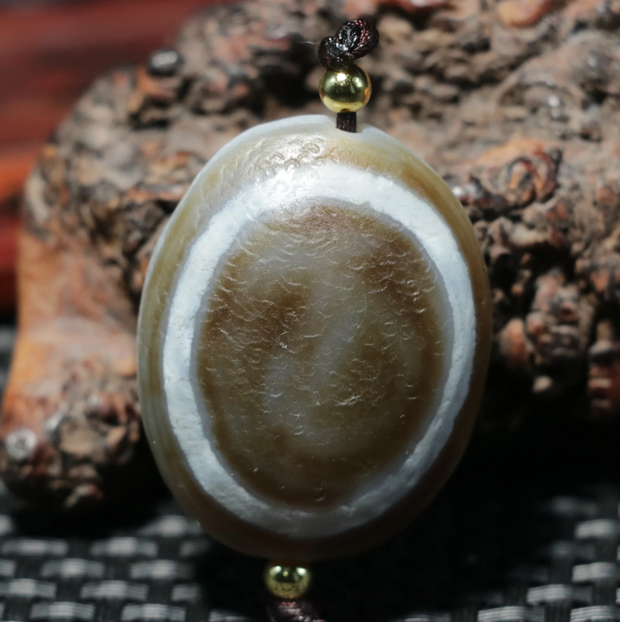 

Treasure Talisman Magic Energy Tibetan Old Agate Egg Shape Goat Heaven Eye dZi Bead Big Pendant 4A FR LLZB Precious Jewelry