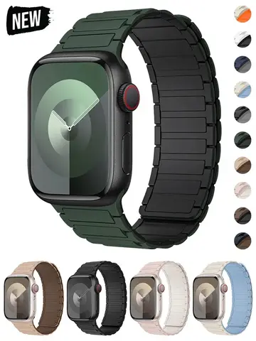 Magnetic Loop for Apple Watch Bands 44mm 40mm 49mm 45mm 41mm 38mm Silicone Bracelet iWatch Series 9 8 7 6 5 4 3 Se ultra 2 strap
