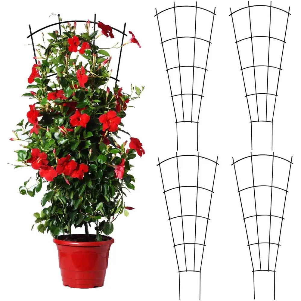 Set of 4, 32 Indoor Metal Plant Trellises, Outdoor Climbing Support for Potted Plants, Black Coated for Houseplants and Vines