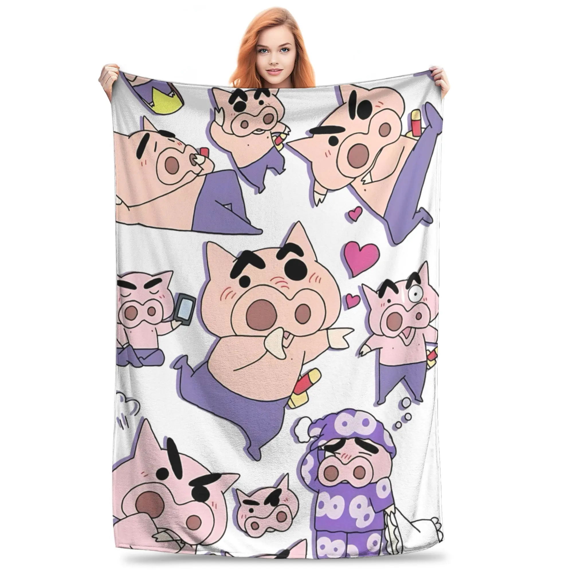 1PC home Cutecore Crayon Shin chans Buriburizaemon  Blanket Super Cosy Plush Home Living Room Sofa halloween