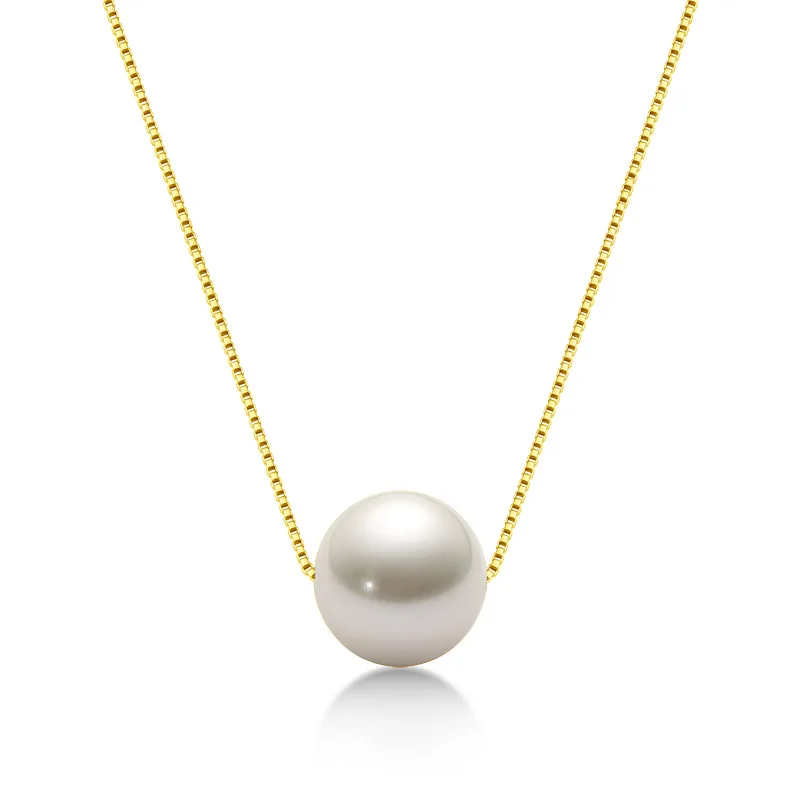 

Apaison 925 Sterling Silver 8 mm Freshwater Pearl Women's Necklace Pendant Gold Plated Jewelry Friend Gift