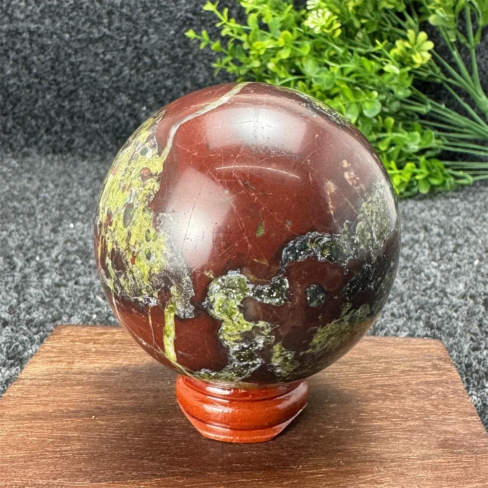 Natural Gem Dragon Bloodstone Crystal Ball Energy Spiritual Healing Meditation Divination Home Decoration Chakra Aura Stone