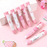 2pcs Creative Cute Peach Eraser Pink Scalable Push Eraser Student Drawing Design Office School Supplies