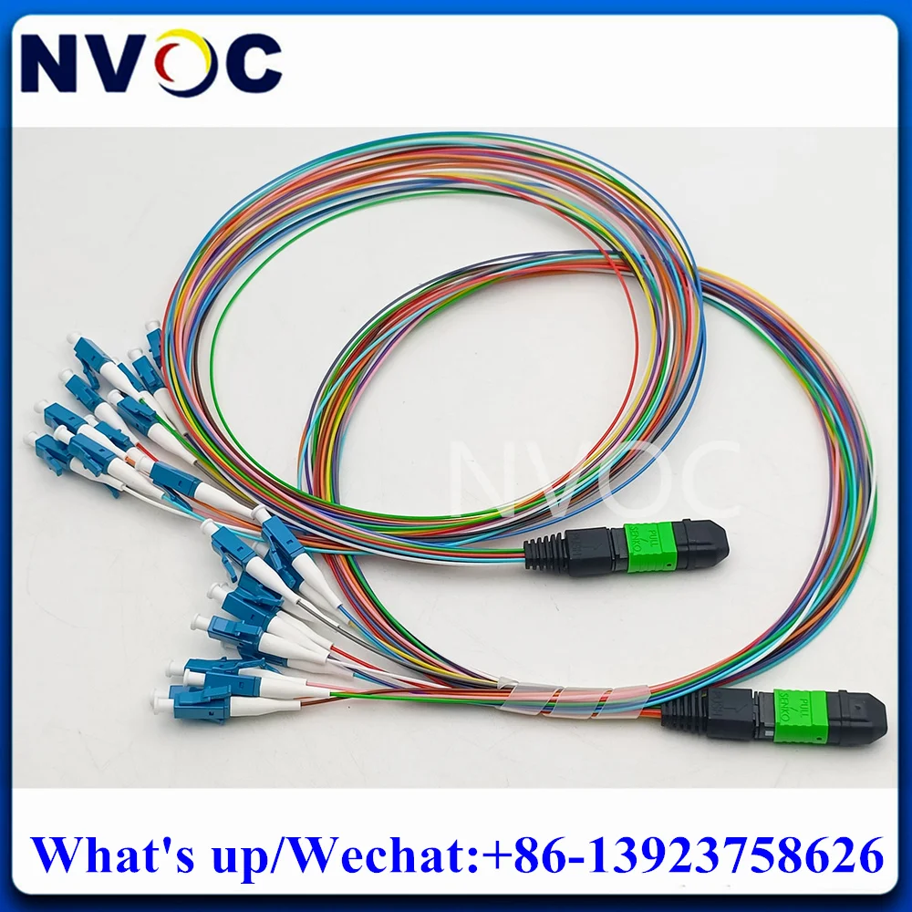 2Pcs 12C MPOAPC Male Female to 12Cores Harness LC/UPC Fan Out Fiber Pigtail,0.7dB,SM,SX,0.9mm,50cm Length Fibre Cable Connector