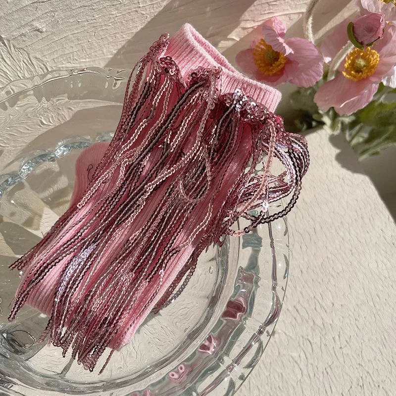 Fashion Baby Girl Princess Tassel Sock Toddler Child Dance Sock Solid Color Spring Autumn Summer Winter Baby Accessary 3-8Y