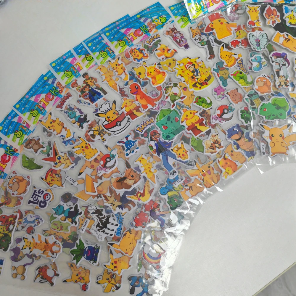 12 Blatt süße Anime Pokemon Aufkleber Kawaii 3D Pikachu Aufkleber Kinderspielzeug Cartoon Blasenpaste verdicken die Belohnung Aufkleber Geschenke