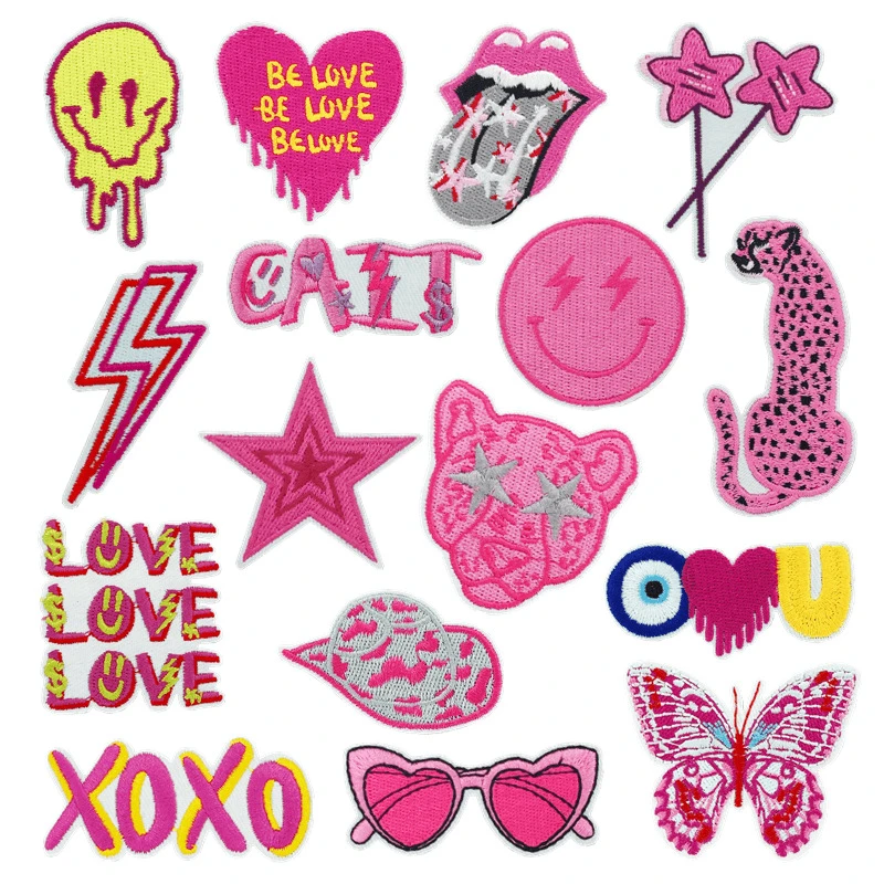 

New Pink Ribbon Badge Cloth Stickers Diy Accessories Sewn On Backpack Clothes Hat Dress Jacket Jeans, Clothing Embellishment
