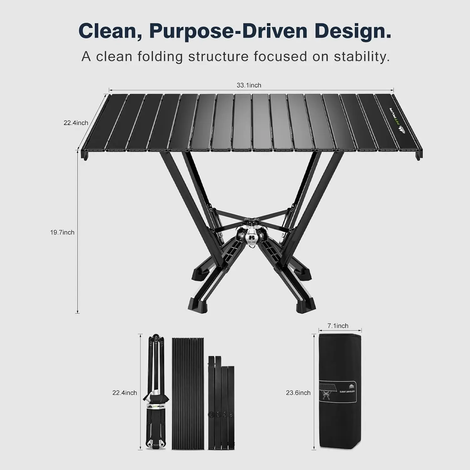 Folding Camping Table - Stable Roll-Up Aluminum Design, Solid Support Structure, Portable Outdoor Table for Camping, Cooking