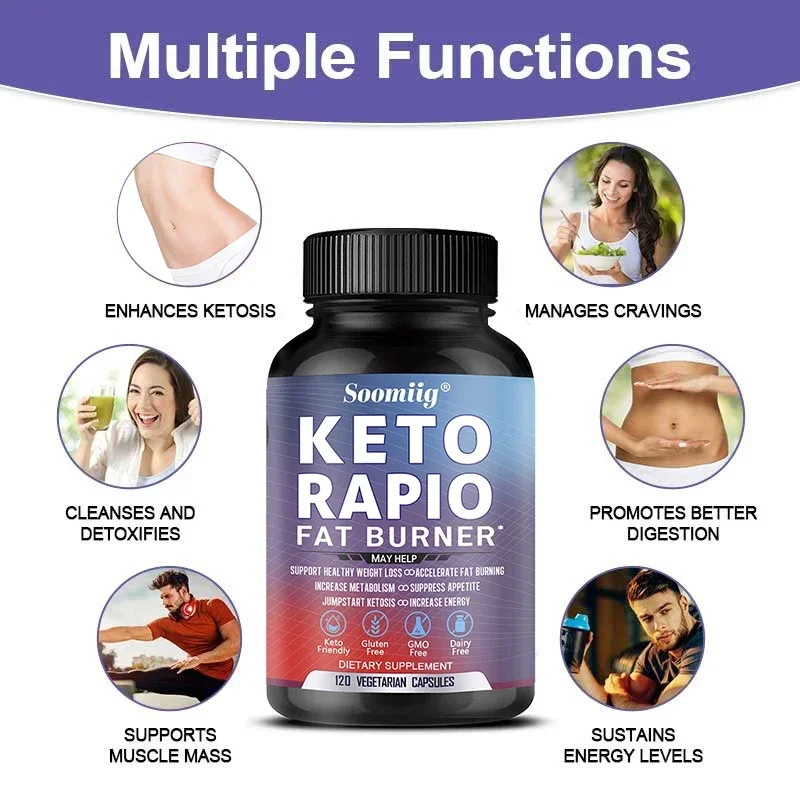 BHB Ketogenic Fat Burner Capsules Burn Belly Fat Muscle Growth Nutrition Speed Up Metabolism Metabolism Suppress Appetite