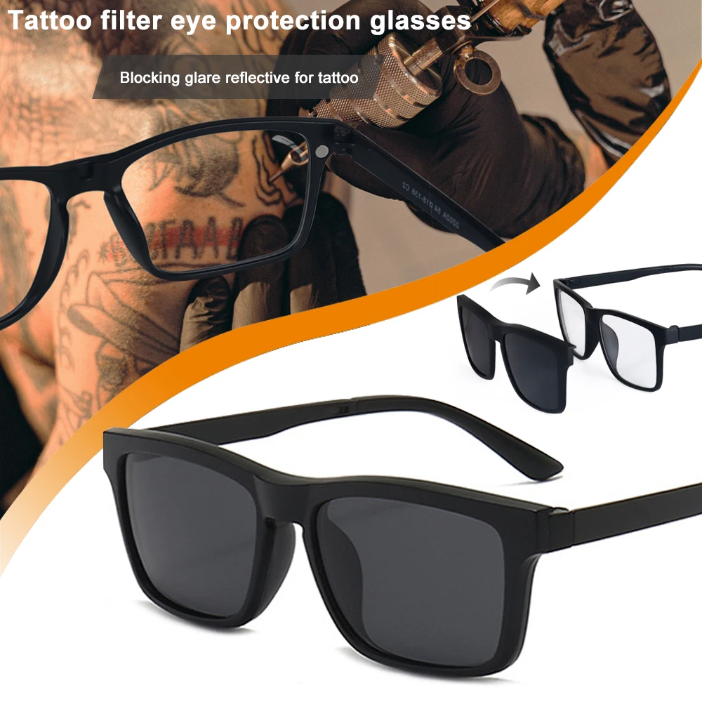 Tattoo Polarized Sunglasses Tattoo Filter Eye Protection Glasses Magnetic Adsorption Lens Reflective-free Glasses