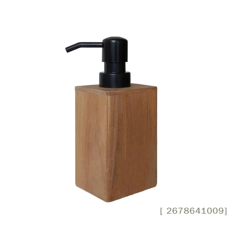 ⚑ Nachfüllbarer Holz-Seifenspender mit Schwarzer Pumpe, Quadratische Flüssigseifenflasche für Badezimmer-Waschtisch, Küchenspüle