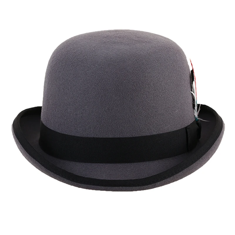 100% Wool Derby Hat Men Women Like Big Head Bowler Hat Halloween Adult Party Costume Unisex Bombin Hat