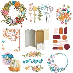 Wildflower Wreath Flowers Cutting Dies Tags Labels Diecut For DIY Scrarpbooking Paper Cards Making New 2024