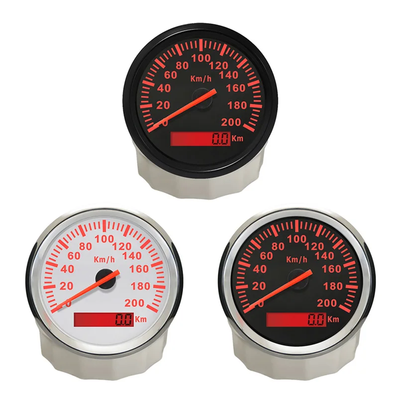 0-200Km/H Show GPS Speedometers 85mm Speed Mileometers Gauges with GPS Antenna Red / Blue Backlight for Auto Truck Boat Vessel