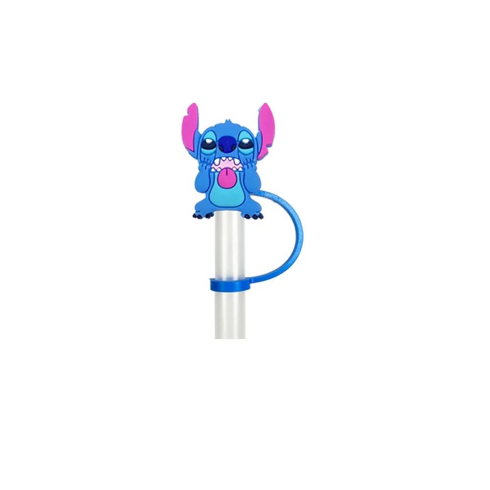 1-8Pcs MINISO Disney Stitch Straw Cover Cap Cartoon Drink Straw Plug Reusable Dustproof Splash Proof Drinking Cup Straw Cap Gift