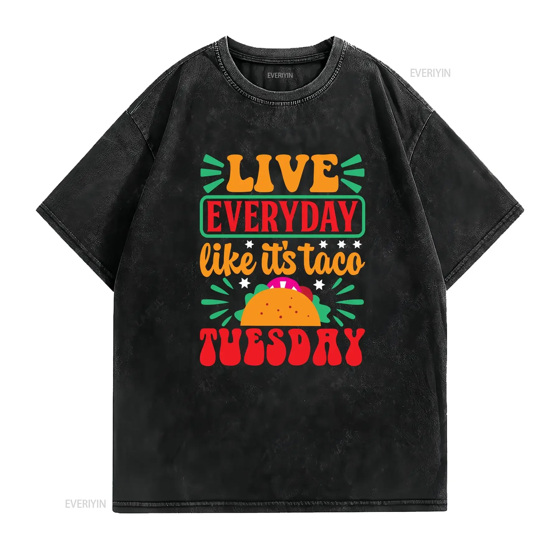 Taco Tuesday Funny T Shirt Food Cute for Women Birthday s Her Foodie vintage Washed Comfortable Top For Everyday Wear fashion