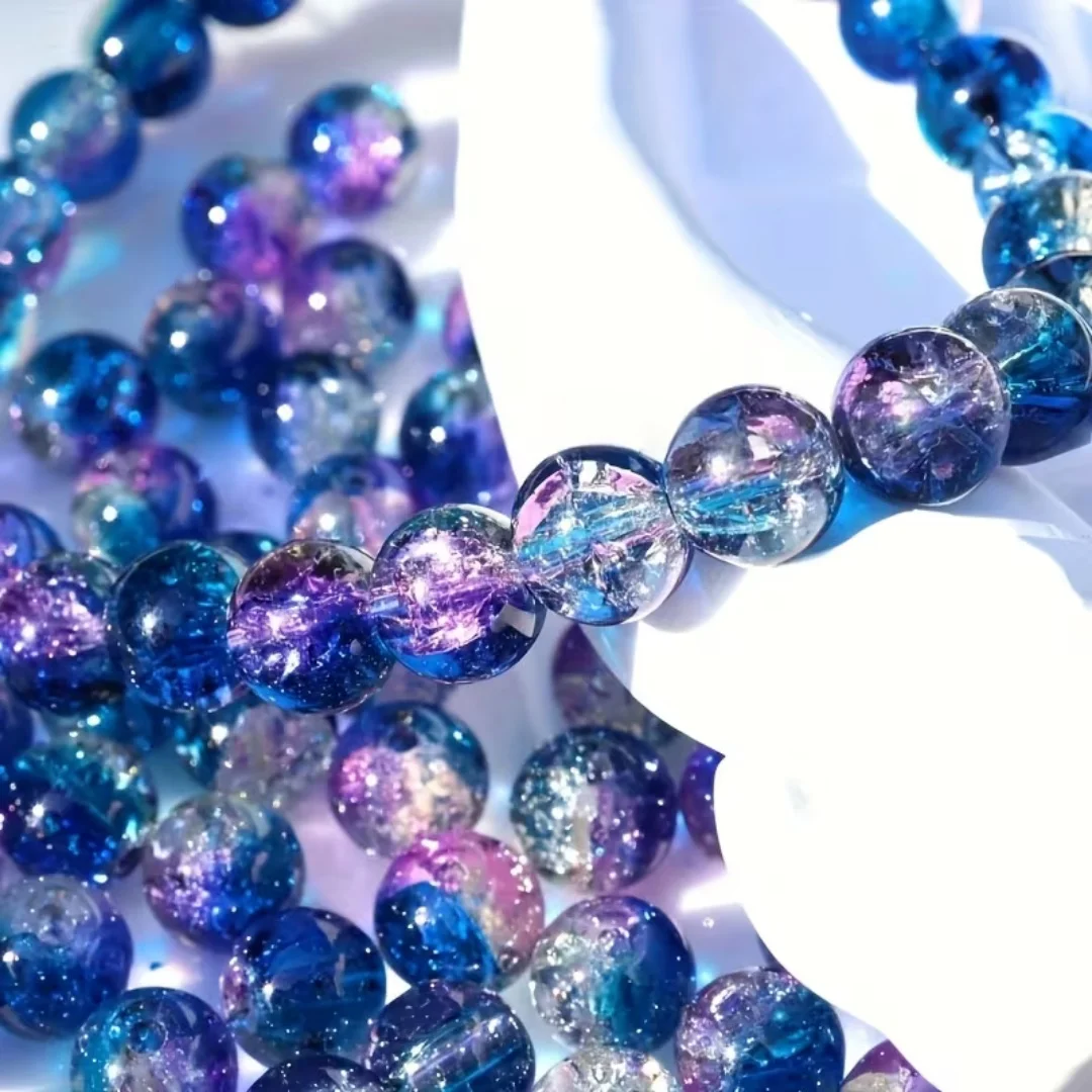 8mm Blue, White, Purple, Cracked Gradient Beads, Acrylic Beads, DIY Bracelet, Necklace, Pendant, Decorative Beads, Holiday Party