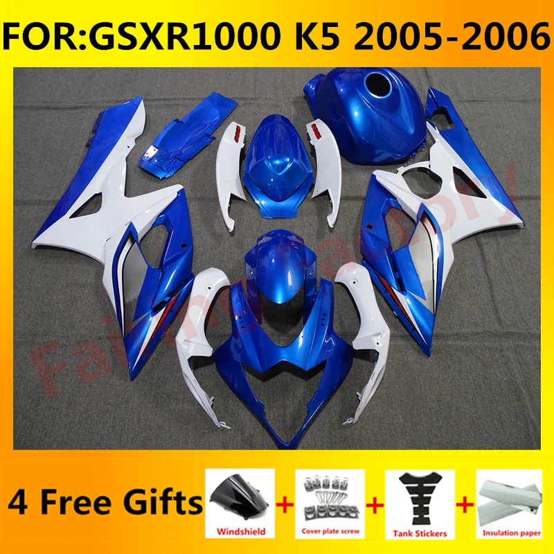 

Новый комплект обтекателей для мотоцикла ABS подходит для GSXR1000 GSXR 1000 05 06 GSX-R1000 K5 2005 2006 полный комплект обтекателей синий белый