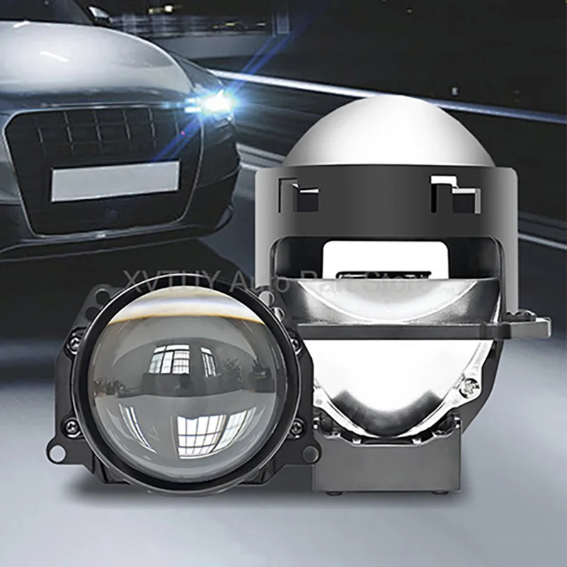 

Car LED Headlight 3 Inch Bifocal Lens 70W Dual Lamp Cup Super Bright for H4 H7 BI LED Fisheye Light High Low Beam Universal Fit