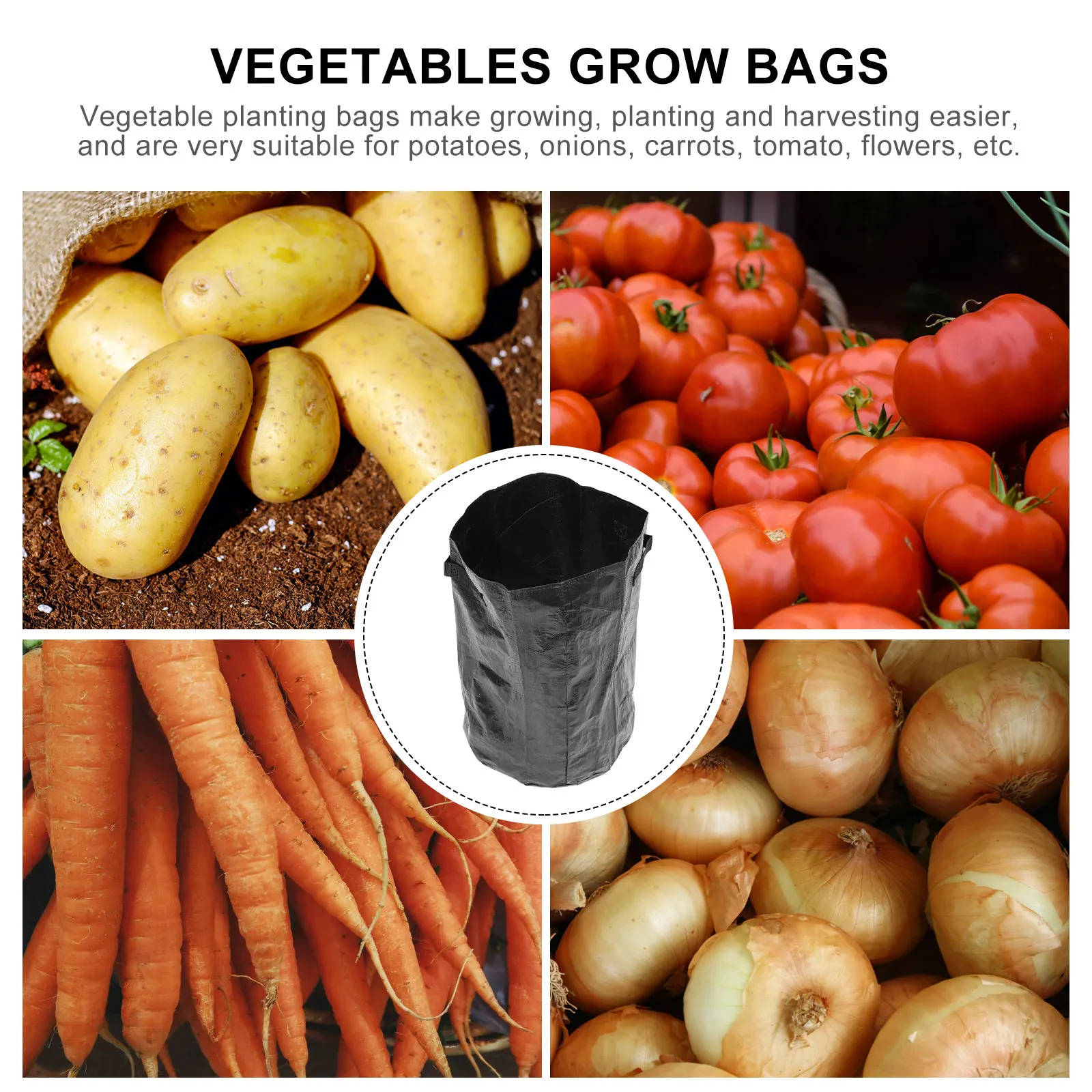 2Pcs Grow Bags High Quality Pe Planting Bags for Potato Onion Carrot Tomato Flower Vegetable Gardens Garden Vegetable Planters