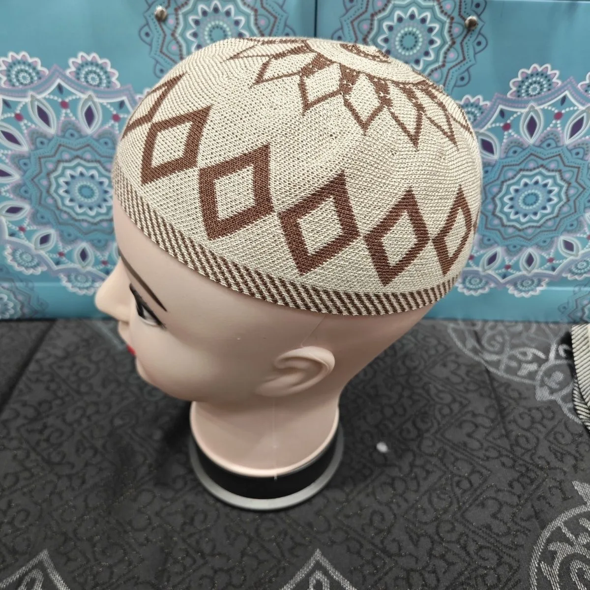 شحن مجاني قبعات مسلمة للرجال Colthing الكروشيه متماسكة قبعة تركيا الكوفي الإسلامي الكيباه اليهودية عمامة الأبيض القطن شبكة 0786 #5