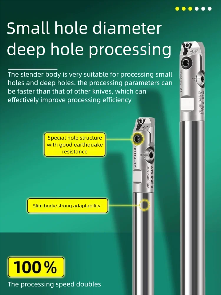 SDJ Adjustable Small Bore Boring Bar 8x Anti-Vibration Micro-Adjustable Boring Head Kit for Machining Center Precision Tools ﻿