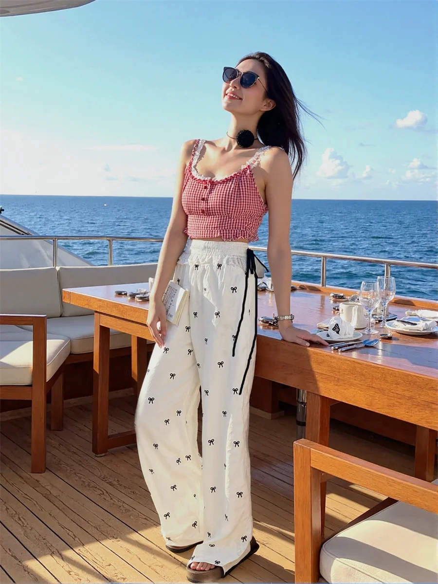 سراويل نسائية فضفاضة باللون الأسود المشمش نمط غير رسمي أنيق أنثى واسعة الساق عالية الخصر موضة رسمية مكتب الأعمال المهنية #2