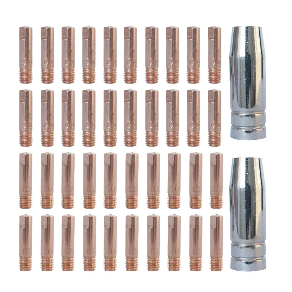 42pcs Welder Nozzle Part Kit For MB15 Mig Torch Gas Nozzles And Contact Tips High Quality Consumable Set Welding Contact Tips