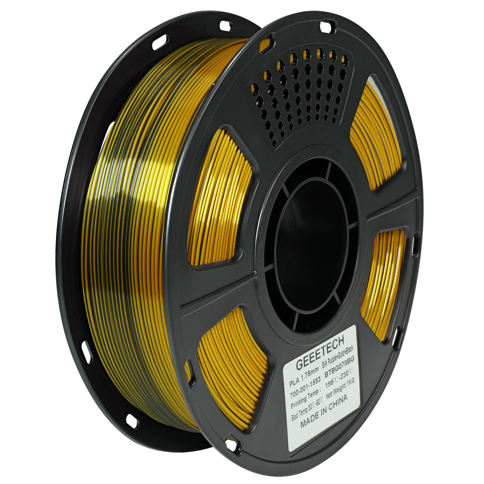 Geeetech Tri-Color Seiden-PLA Filament, 3D-Filament 1,75 mm 1KG Spule (+/-0,03mm) Vakuumverpackung, Spezialfarbe