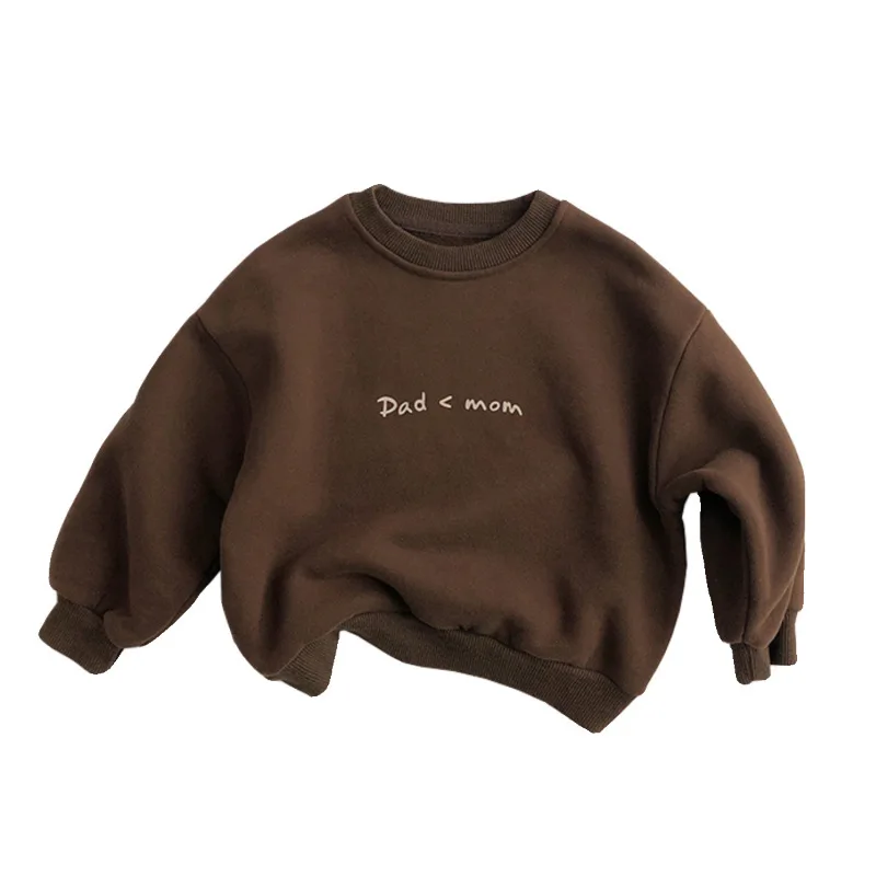 2025 شتاء جديد الأطفال بلوزة من الصوف رسالة طباعة بنين بنات زائد المخملية سميكة البلوز القمم الاطفال الدافئة بلوزة غير رسمية