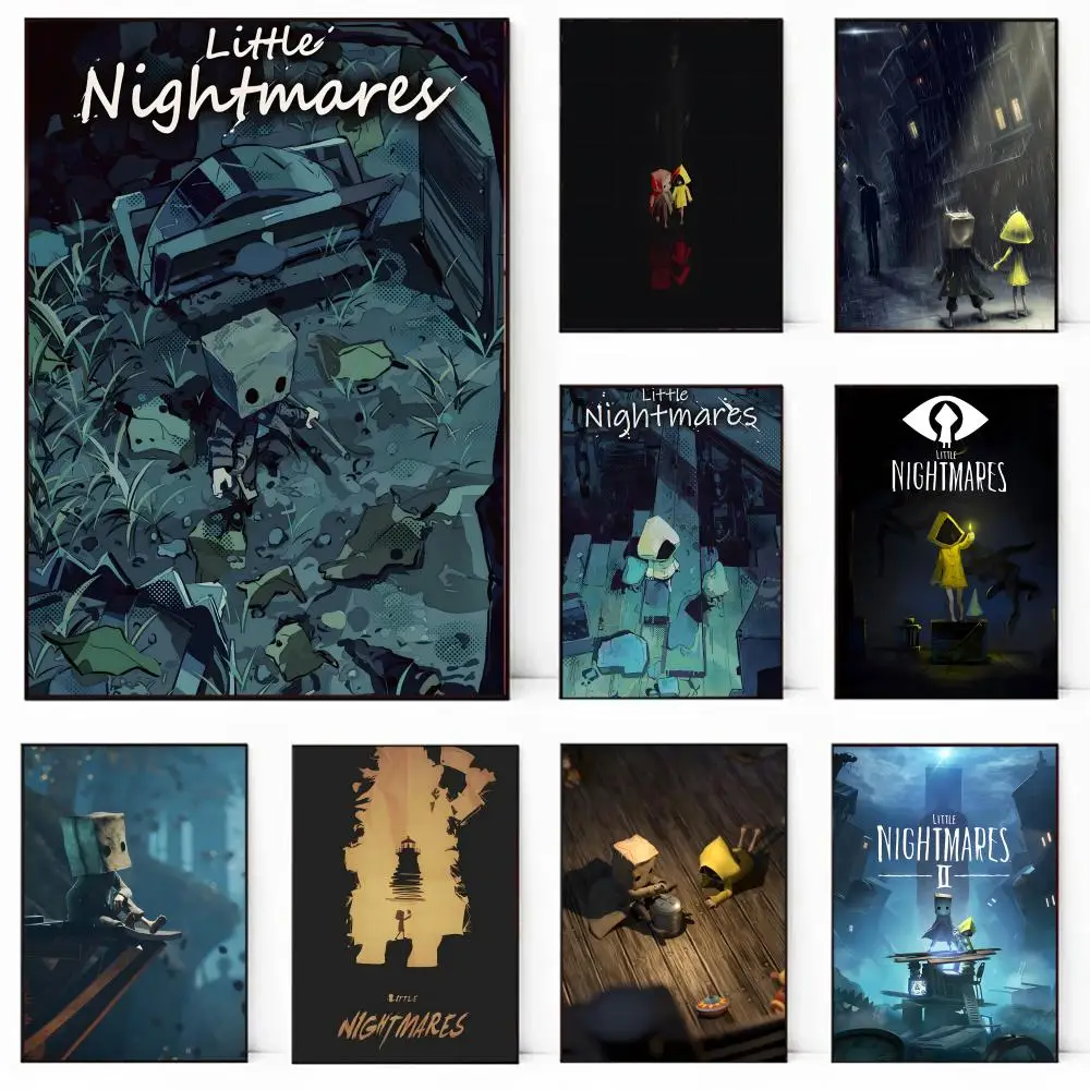 Beliebtes Spiel L-Little Nightmares-MT Poster Selbstklebende Kunst Wasserfester Papieraufkleber Kaffeehaus Bar Zimmer Wanddekoration