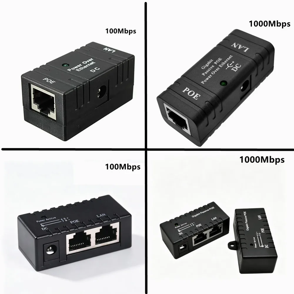 Gigabit Power Over Ethernet Passive PoE Injector Splitter For CCTV IP Camera