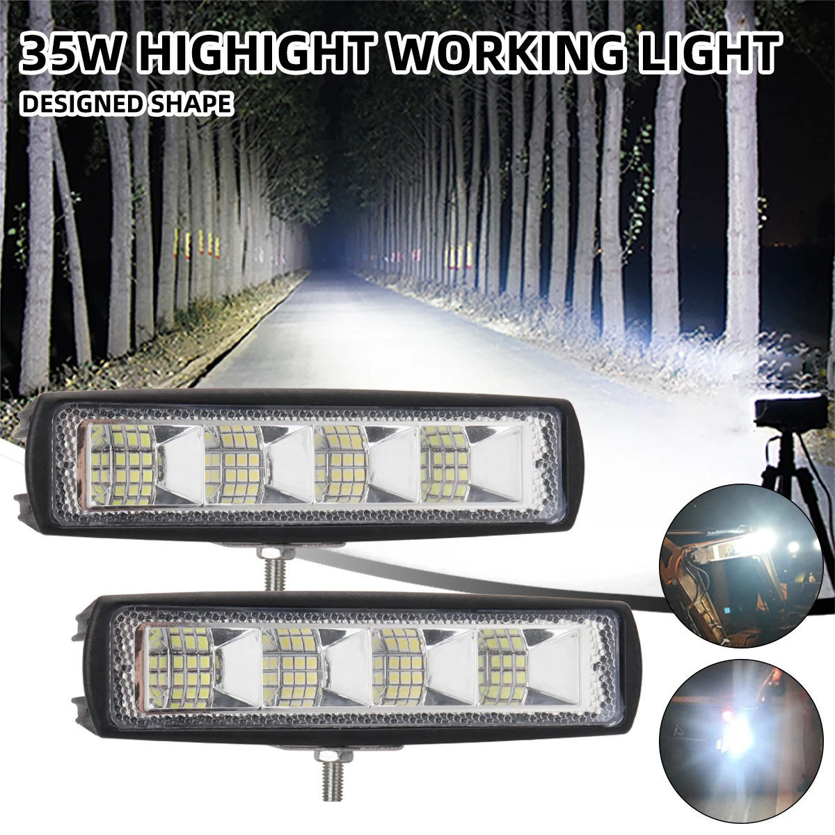 

1/2pcs Car Work Light LED Bar 24 LED Auxiliary Headlights for Offroad SUV ATV Tractor Boat Trucks Excavator 12V 24V Working Bar
