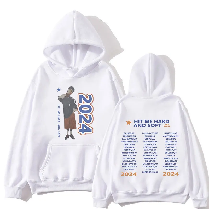 Hit Me Hard and Soft Tour Hoodies Men Women Hip Hop Oversized Hooded Sweatshirts Autumn Winter Fleece Warm Long Sleeve Pullovers