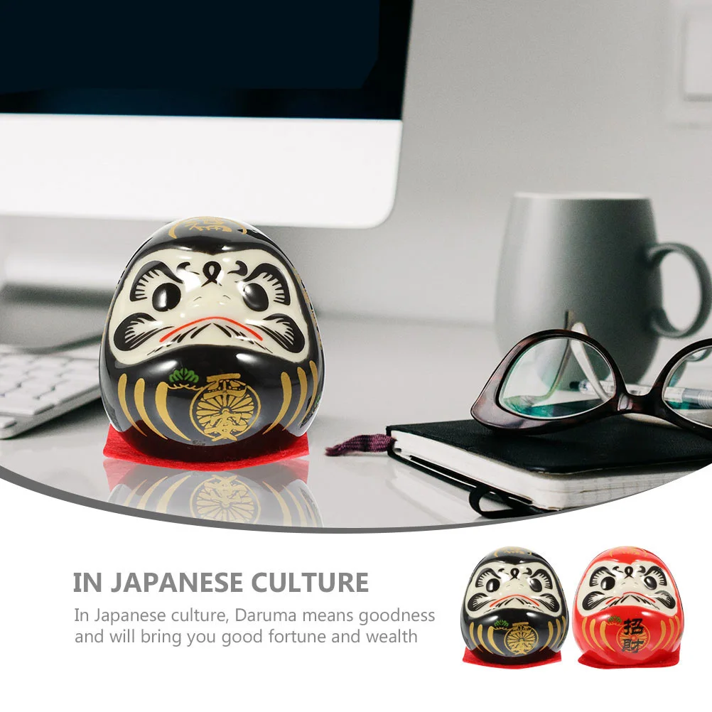 

2Pcs Ceramic Ornament Japanese Good Fortune Wealth Feng Shui Home Decoration Dashboards Crafts Gift