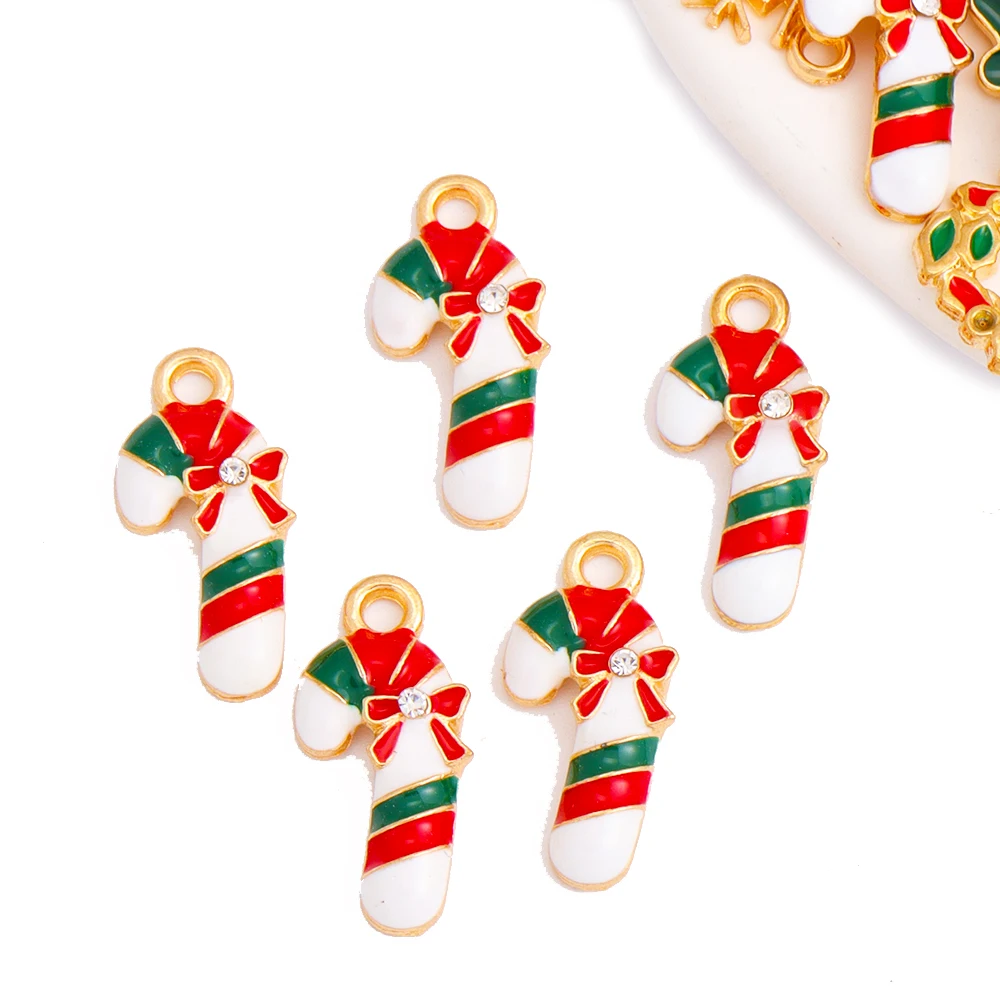 15Pcs Kawaii gingerbread Man Elk Bell Christmas Snowflake enamel Pendant Charm for bracelet earrings DIY handmade accessories