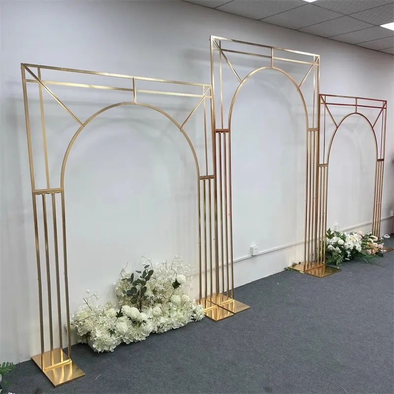 

Wedding Arch with Gold Plated Diagonal, Multi Bar Screen Background, Flower Rack, Festival Party, Outdoor Prop Decoration Frame