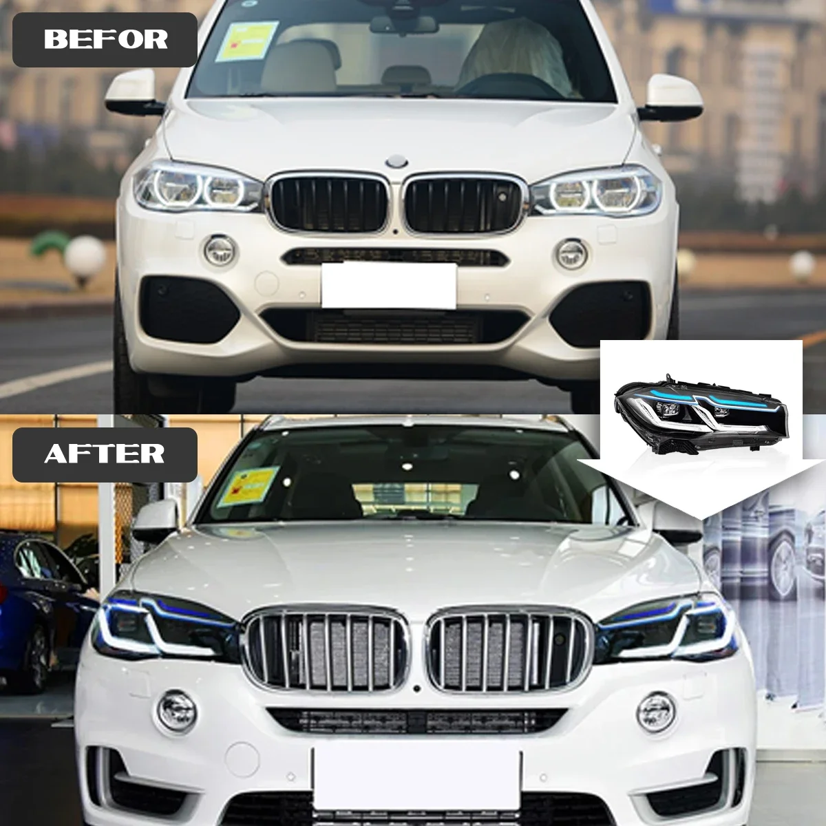 TYPY BMW X5 F15 ヘッドライト 2014-2018 アップグレード改造 新型DRL 