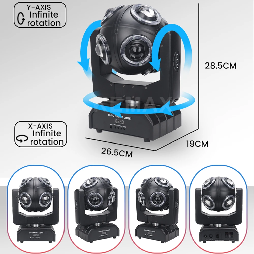 Ruchome głowice DJ 8X12W DMX512 150W Światło dyskotekowe RGBW Magic Ball LED Beam Mobilne oświetlenie sceniczne na wesele i Boże Narodzenie