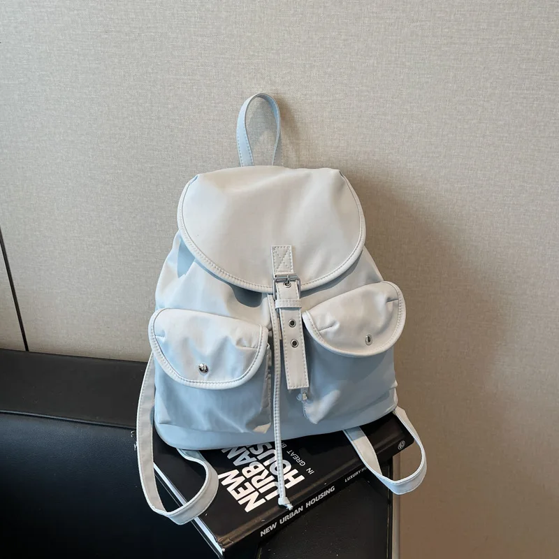 New Women's Backpack Fashion High Quality Girls' Backpack Solid Color Versatile Multi Functional Storage Drawstring Backpack