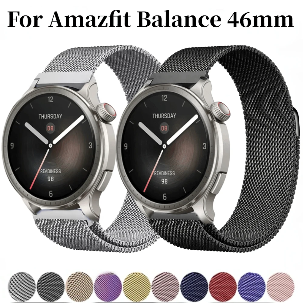 22mm Milanese Strap for Amazfit Balance 46mm Magnetic Replacement Wristband for Amazfit GTR 47mm 4/3 Pro Bracelet Accessories