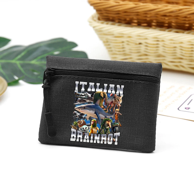 Włoska portmonetka dla dzieci Brainrot Tung Tung Tung Sahur Money Bag Funny Meme Anime Card Holder Children Cartoon Cute Storage Pouch
