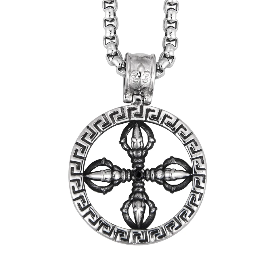 VANAXIN Retro Ancient Cross Pestle Pendant Hip Hop Rock Chain Stainless Steel Hanging Men Women Jewelry Gift