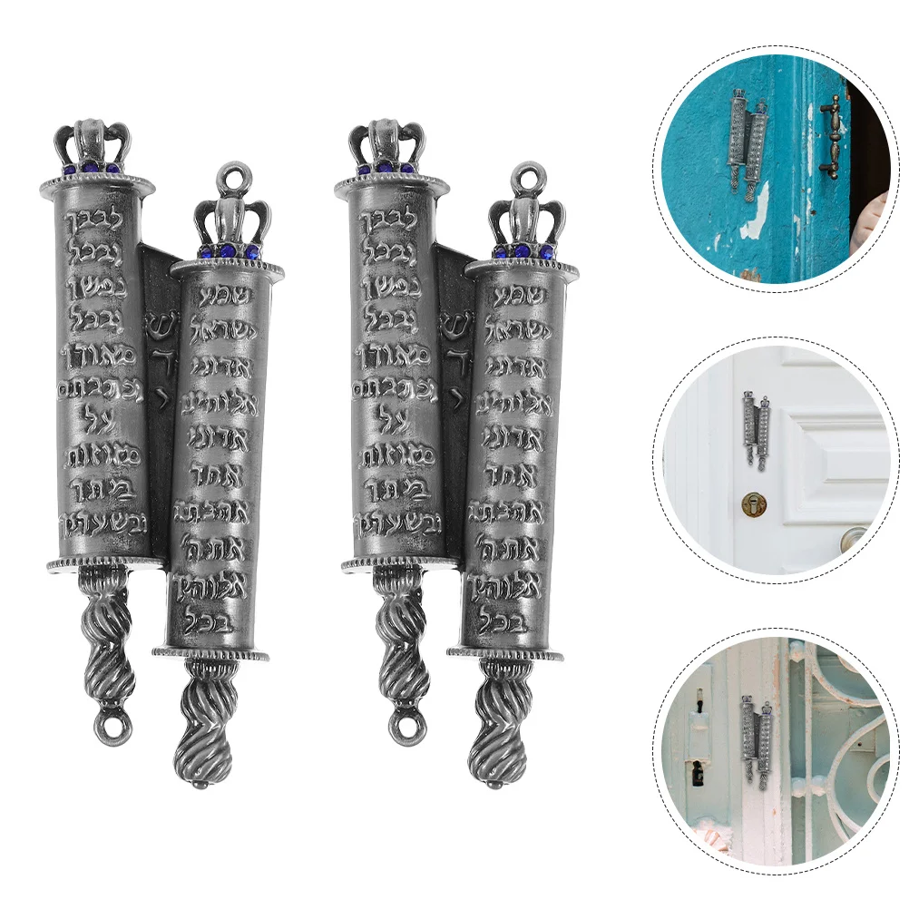 

1 Set Metal Mezuzah Decorative Door Religious Gatepost Ornament Home Blessing Scroll Catholic Mezuzah Decor Judaica Symbol Home