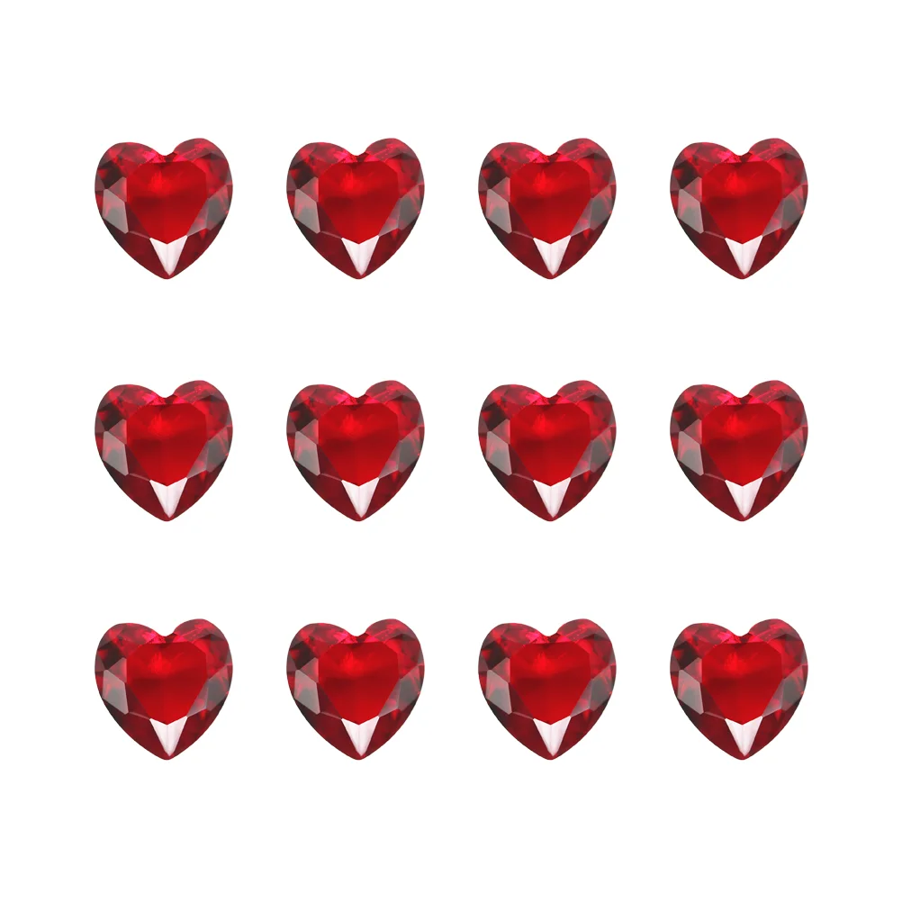 

10pcs Elegant Heart Shaped Glass Delicate Decorative Ornament for Wedding Home Bridal Shower (Red)