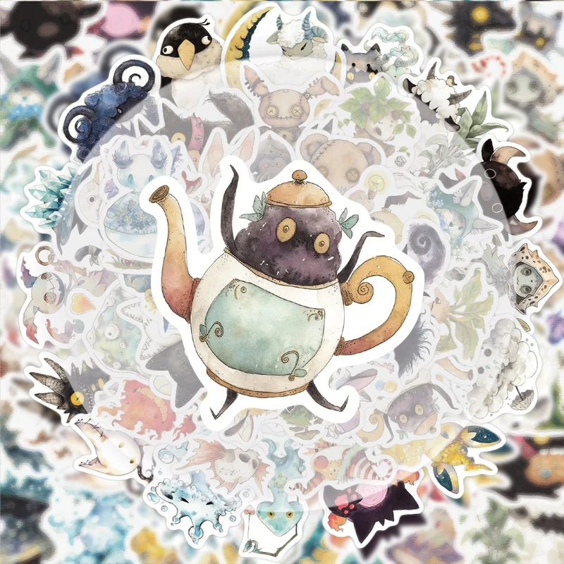 50 Fairy Tale Monster Stickers, Vibrant Sticker Decals, Multiple Styles Without Duplication, Suitable for Water Bottles, Laptops, Suitcases, Skateboards, Guitars, Party Decorations