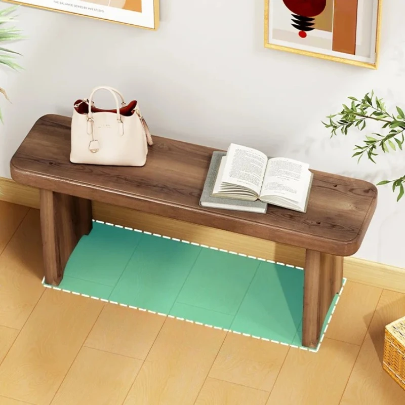 ‌Solid Wood Entryway Bench - Multi-Purpose Stool for Living Room, Sofa Side Table & Shoe Storage, Rustic Home Decor image 3