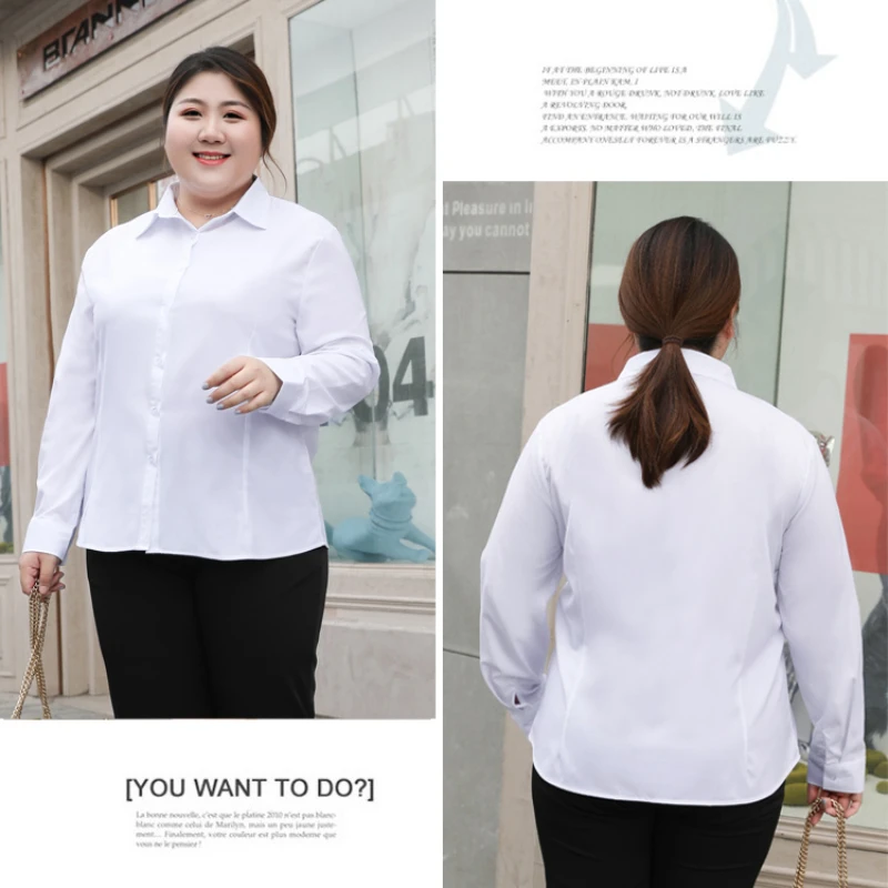 Plus Size Bluzka Biała Koszula Kobiety 2024 Wiosna Moda Plus Size Odzież Damska Solid Basic OL Womens Tops 4xl 5xl 6xl Bluzki